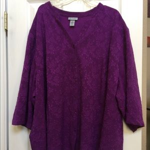 Purple, button down, floral pattern blouse